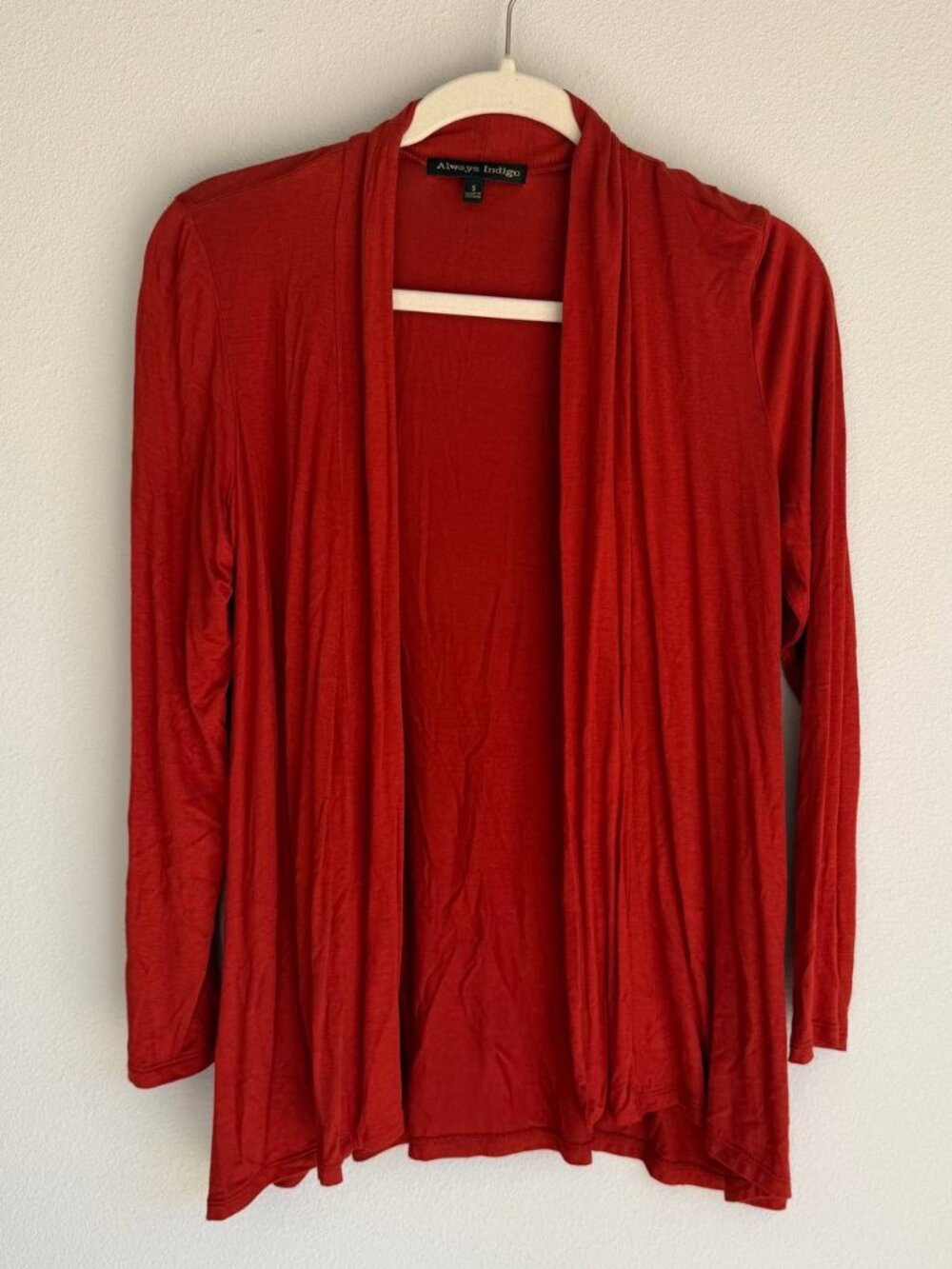 Always Indigo Cardigan Womens Small Red Open Front Lightweight NWT